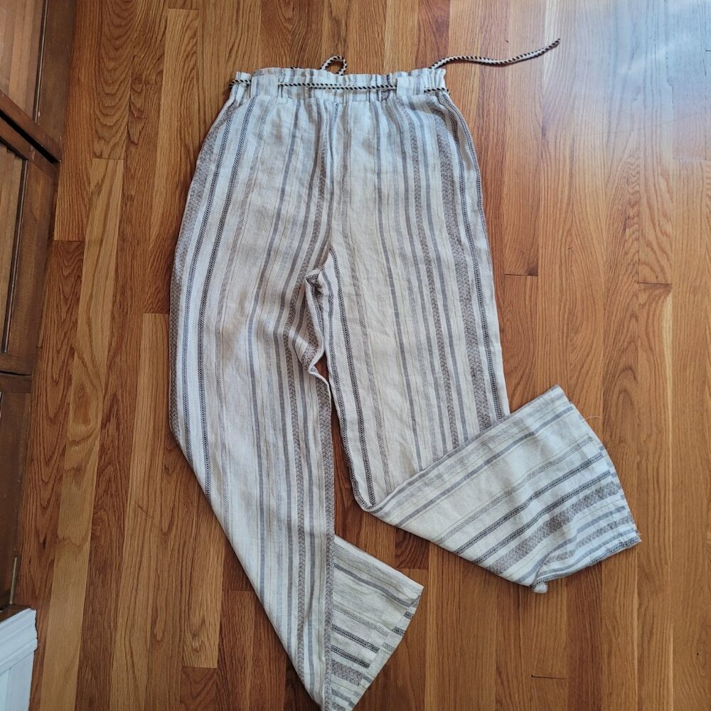 like an angel Wide Leg Drawstring Striped Pants Size L